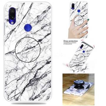 White Marble Pop Stand Holder Varnish Phone Cover for Mi Xiaomi Redmi 7