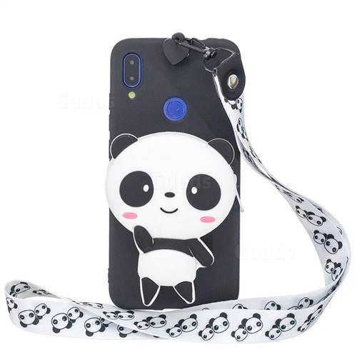 White Panda Neck Lanyard Zipper Wallet Silicone Case for Mi Xiaomi Redmi 7