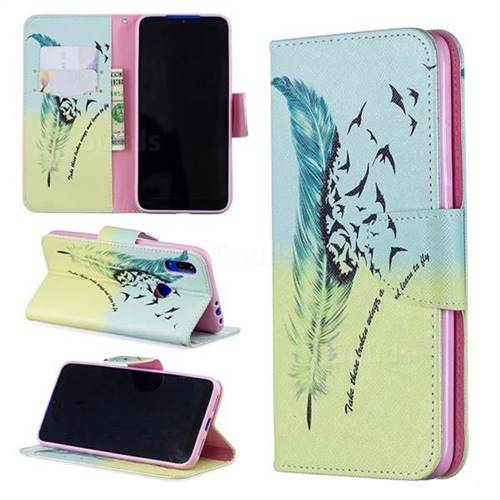 Feather Bird Leather Wallet Case for Mi Xiaomi Redmi 7