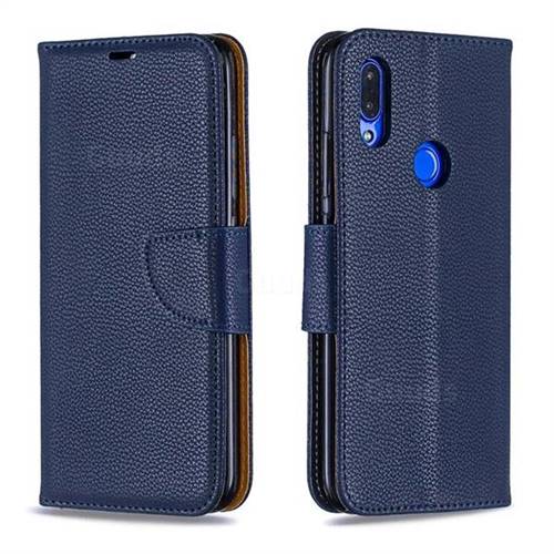 Classic Luxury Litchi Leather Phone Wallet Case for Mi Xiaomi Redmi 7 - Blue