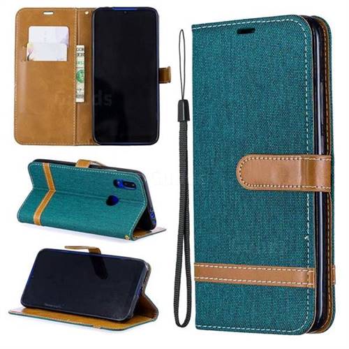 Jeans Cowboy Denim Leather Wallet Case for Mi Xiaomi Redmi 7 - Green