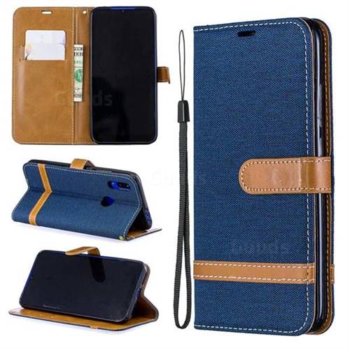 Jeans Cowboy Denim Leather Wallet Case for Mi Xiaomi Redmi 7 - Dark Blue