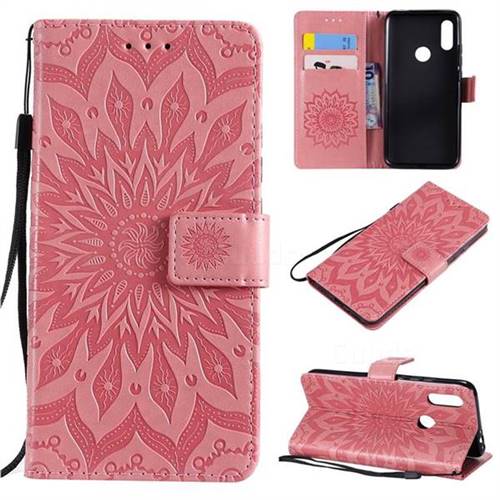Embossing Sunflower Leather Wallet Case for Mi Xiaomi Redmi 7 - Pink