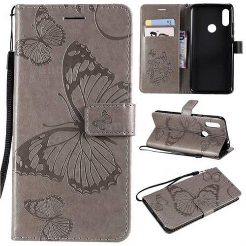Embossing 3D Butterfly Leather Wallet Case for Mi Xiaomi Redmi 7 - Gray