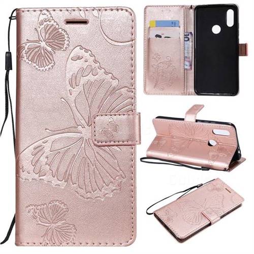 Embossing 3D Butterfly Leather Wallet Case for Mi Xiaomi Redmi 7 - Rose Gold