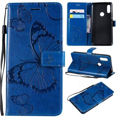 Embossing 3D Butterfly Leather Wallet Case for Mi Xiaomi Redmi 7 - Blue