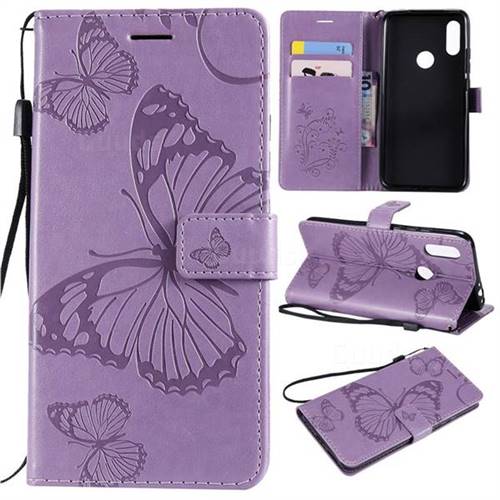 Embossing 3D Butterfly Leather Wallet Case for Mi Xiaomi Redmi 7 - Purple