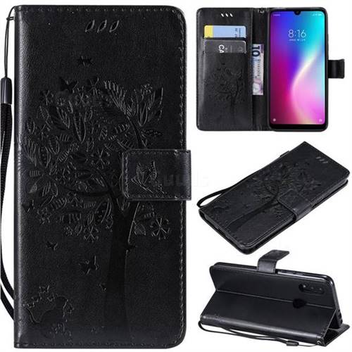 Embossing Butterfly Tree Leather Wallet Case for Mi Xiaomi Redmi 7 - Black
