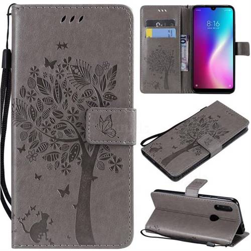 Embossing Butterfly Tree Leather Wallet Case for Mi Xiaomi Redmi 7 - Grey
