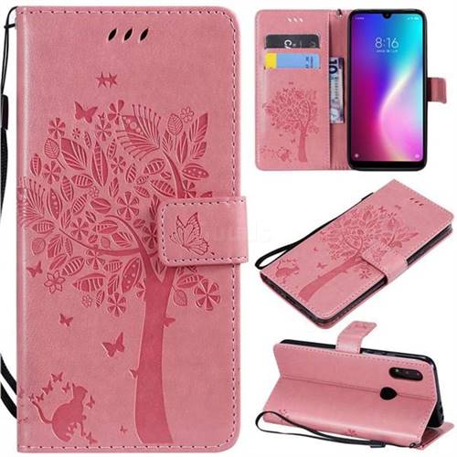 Embossing Butterfly Tree Leather Wallet Case for Mi Xiaomi Redmi 7 - Pink