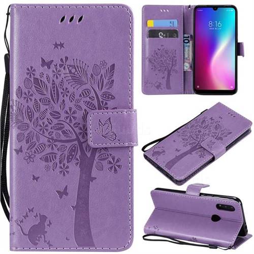 Embossing Butterfly Tree Leather Wallet Case for Mi Xiaomi Redmi 7 - Violet