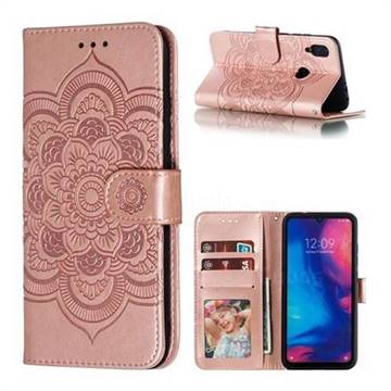 Intricate Embossing Datura Solar Leather Wallet Case for Mi Xiaomi Redmi 7 - Rose Gold