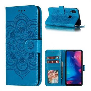 Intricate Embossing Datura Solar Leather Wallet Case for Mi Xiaomi Redmi 7 - Blue