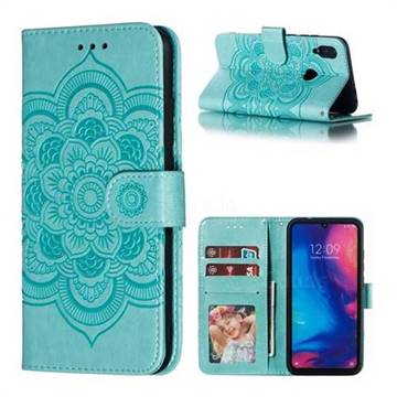Intricate Embossing Datura Solar Leather Wallet Case for Mi Xiaomi Redmi 7 - Green