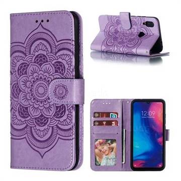 Intricate Embossing Datura Solar Leather Wallet Case for Mi Xiaomi Redmi 7 - Purple