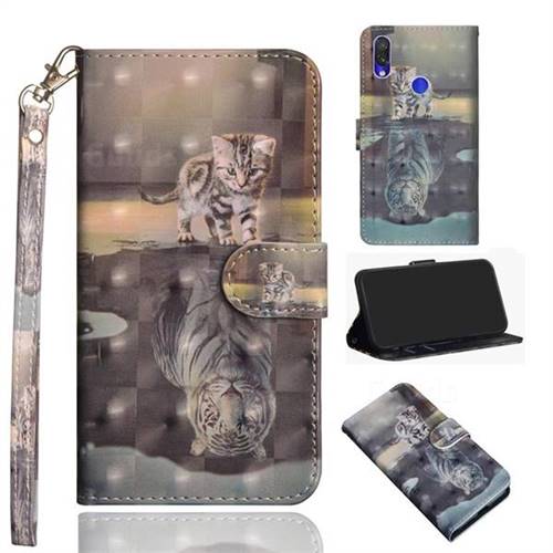 Tiger and Cat 3D Painted Leather Wallet Case for Mi Xiaomi Redmi 7