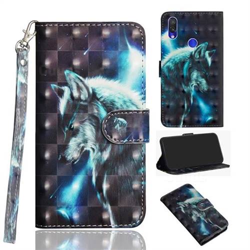 Snow Wolf 3D Painted Leather Wallet Case for Mi Xiaomi Redmi 7