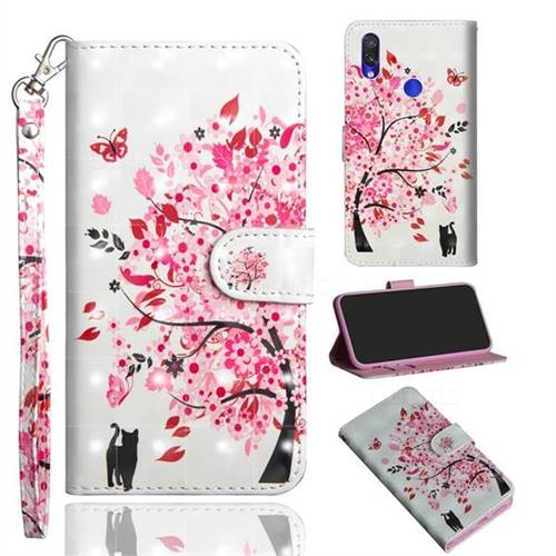 Tree and Cat 3D Painted Leather Wallet Case for Mi Xiaomi Redmi 7