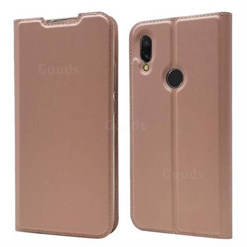 Ultra Slim Card Magnetic Automatic Suction Leather Wallet Case for Mi Xiaomi Redmi 7 - Rose Gold