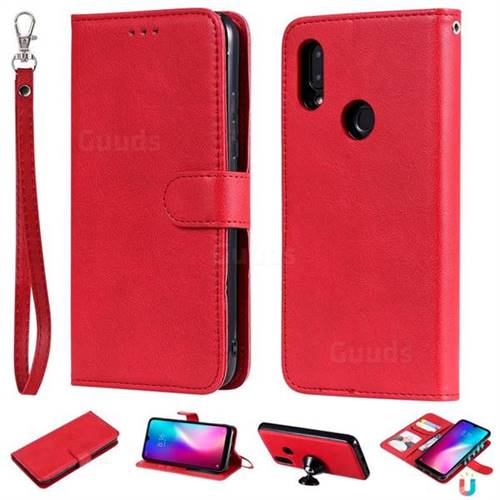 Retro Greek Detachable Magnetic PU Leather Wallet Phone Case for Mi Xiaomi Redmi 7 - Red