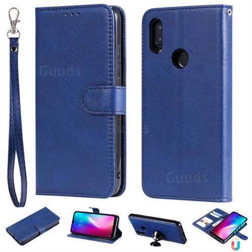 Retro Greek Detachable Magnetic PU Leather Wallet Phone Case for Mi Xiaomi Redmi 7 - Blue