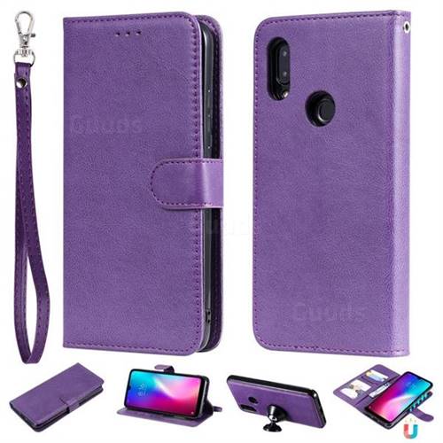 Retro Greek Detachable Magnetic PU Leather Wallet Phone Case for Mi Xiaomi Redmi 7 - Purple