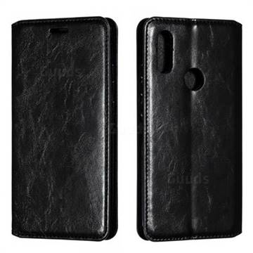 Retro Slim Magnetic Crazy Horse PU Leather Wallet Case for Mi Xiaomi Redmi 7 - Black