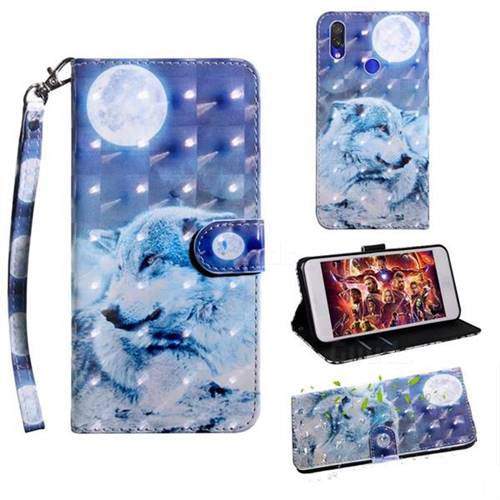 Moon Wolf 3D Painted Leather Wallet Case for Mi Xiaomi Redmi 7
