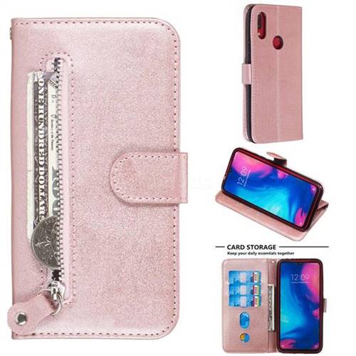 Retro Luxury Zipper Leather Phone Wallet Case for Mi Xiaomi Redmi 7 - Pink