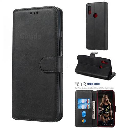 Retro Calf Matte Leather Wallet Phone Case for Mi Xiaomi Redmi 7 - Black