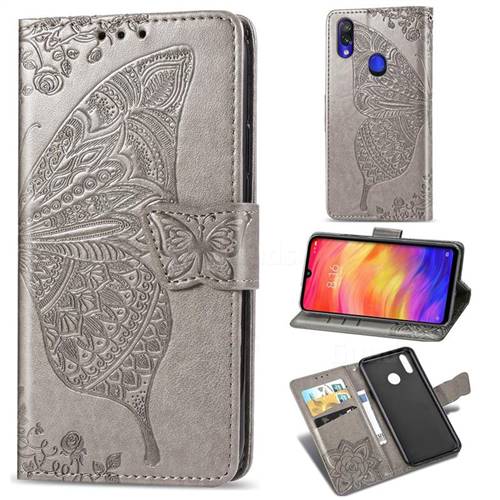 Embossing Mandala Flower Butterfly Leather Wallet Case for Mi Xiaomi Redmi 7 - Gray