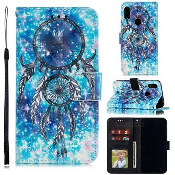Blue Wind Chime 3D Painted Leather Phone Wallet Case for Mi Xiaomi Redmi 7