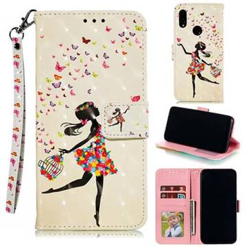 Flower Girl 3D Painted Leather Phone Wallet Case for Mi Xiaomi Redmi 7