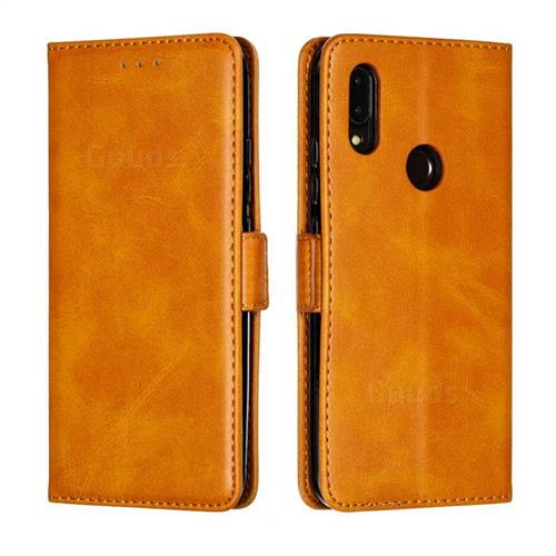 Retro Classic Calf Pattern Leather Wallet Phone Case for Mi Xiaomi Redmi 7 - Yellow