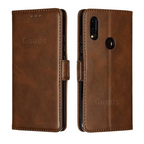 Retro Classic Calf Pattern Leather Wallet Phone Case for Mi Xiaomi Redmi 7 - Brown