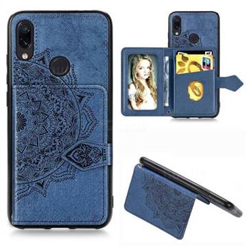 Mandala Flower Cloth Multifunction Stand Card Leather Phone Case for Mi Xiaomi Redmi 7 - Blue
