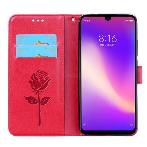 embossing rose flower leather wallet case for mi xiaomi redmi 7