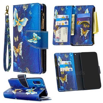 Golden Butterflies Binfen Color BF03 Retro Zipper Leather Wallet Phone Case for Mi Xiaomi Redmi 7
