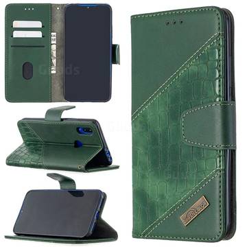 BinfenColor BF04 Color Block Stitching Crocodile Leather Case Cover for Mi Xiaomi Redmi 7 - Green