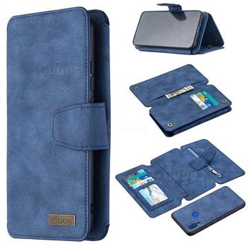 Binfen Color BF07 Frosted Zipper Bag Multifunction Leather Phone Wallet for Mi Xiaomi Redmi 7 - Blue