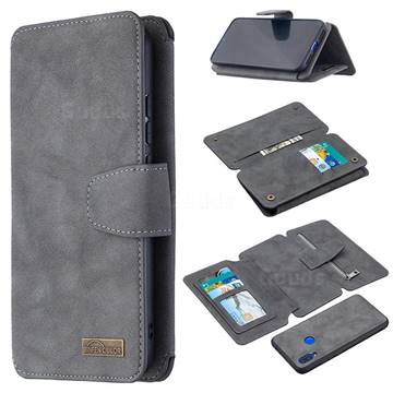 Binfen Color BF07 Frosted Zipper Bag Multifunction Leather Phone Wallet for Mi Xiaomi Redmi 7 - Gray