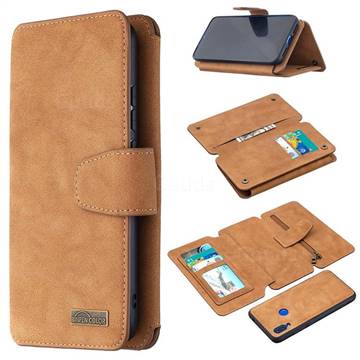 Binfen Color BF07 Frosted Zipper Bag Multifunction Leather Phone Wallet for Mi Xiaomi Redmi 7 - Brown