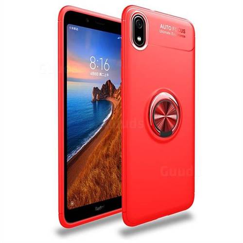 Auto Focus Invisible Ring Holder Soft Phone Case for Mi Xiaomi Redmi 7A - Red