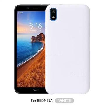 Howmak Slim Liquid Silicone Rubber Shockproof Phone Case Cover for Mi Xiaomi Redmi 7A - White