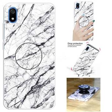White Marble Pop Stand Holder Varnish Phone Cover for Mi Xiaomi Redmi 7A