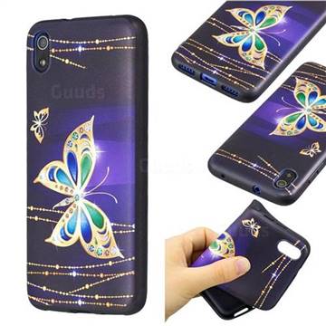 Golden Shining Butterfly 3D Embossed Relief Black Soft Back Cover for Mi Xiaomi Redmi 7A