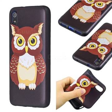 Big Owl 3D Embossed Relief Black Soft Back Cover for Mi Xiaomi Redmi 7A
