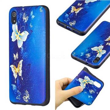 Golden Butterflies 3D Embossed Relief Black Soft Back Cover for Mi Xiaomi Redmi 7A