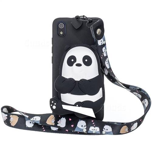 Cute Panda Neck Lanyard Zipper Wallet Silicone Case for Mi Xiaomi Redmi 7A