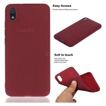 Soft Matte Silicone Phone Cover for Mi Xiaomi Redmi 7A - Wine Red